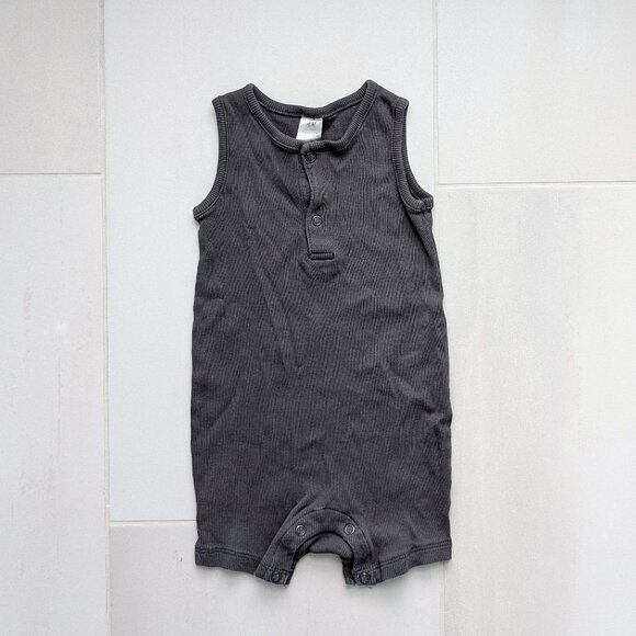 (4/$20) H&M - Ribbed Cotton Romper Suit - Picture 2 of 7